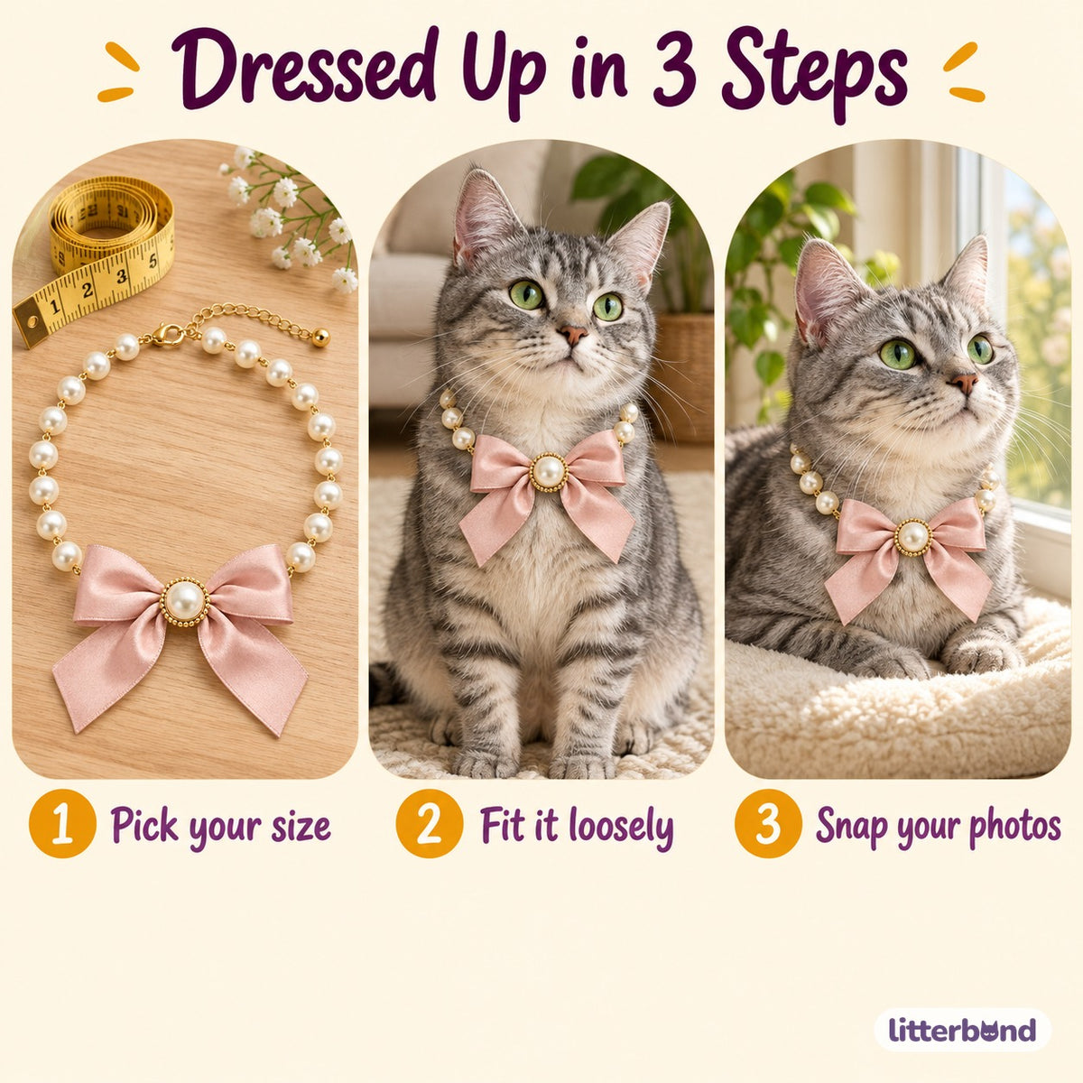 Satin Bow Pearl Necklace - how to put it on