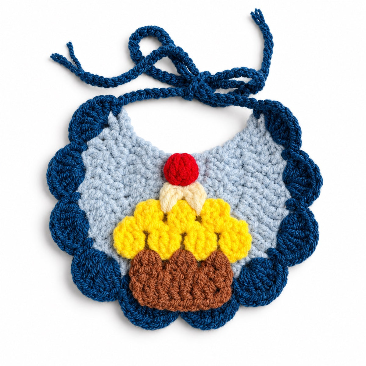 Scalloped Crochet Pet Bib - Blue Cake