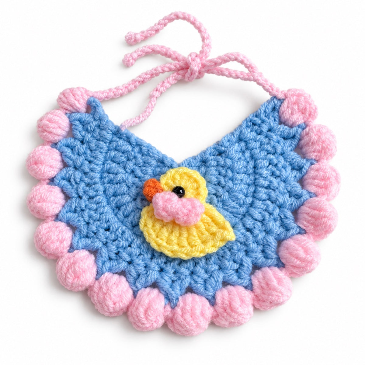 Scalloped Crochet Pet Bib - Blue Duck