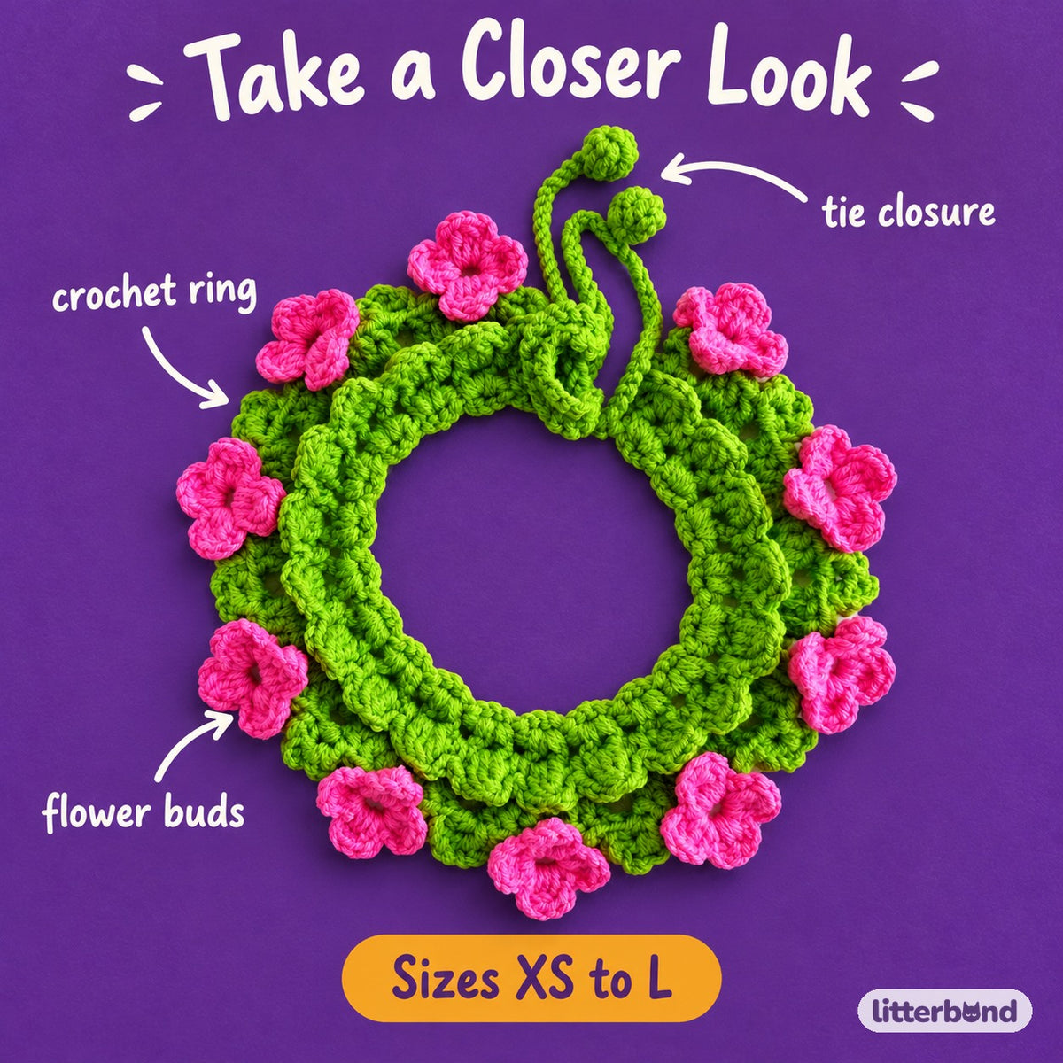 Floral Bloom Crochet Collar - close-up details