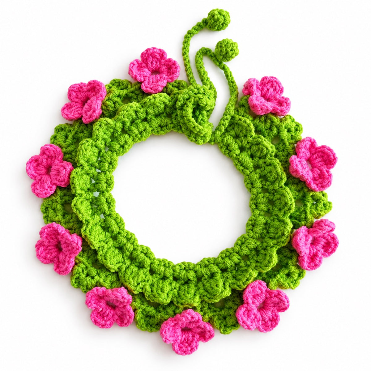 Floral Bloom Crochet Collar - Green Rose Wreath