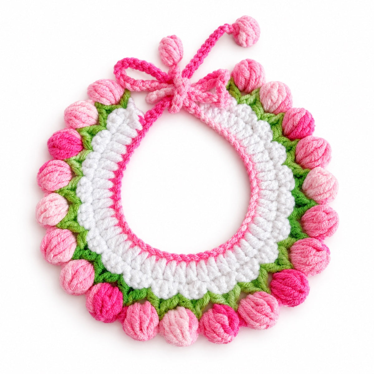 Floral Bloom Crochet Collar - Pink Tulip Gradient