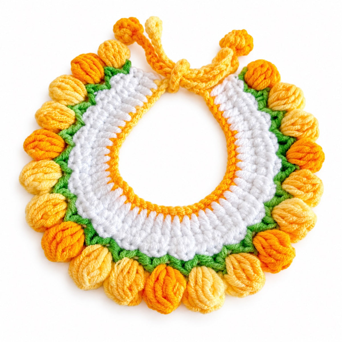 Floral Bloom Crochet Collar - Yellow Tulip Gradient
