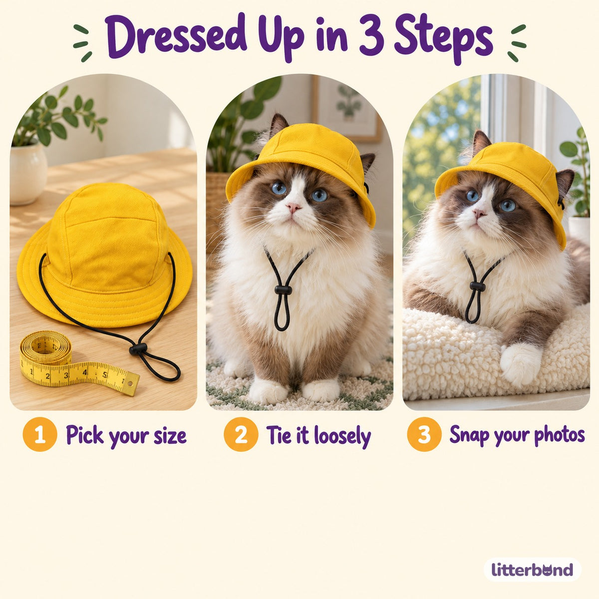 Denim Bucket Hat for Photos - how to put it on