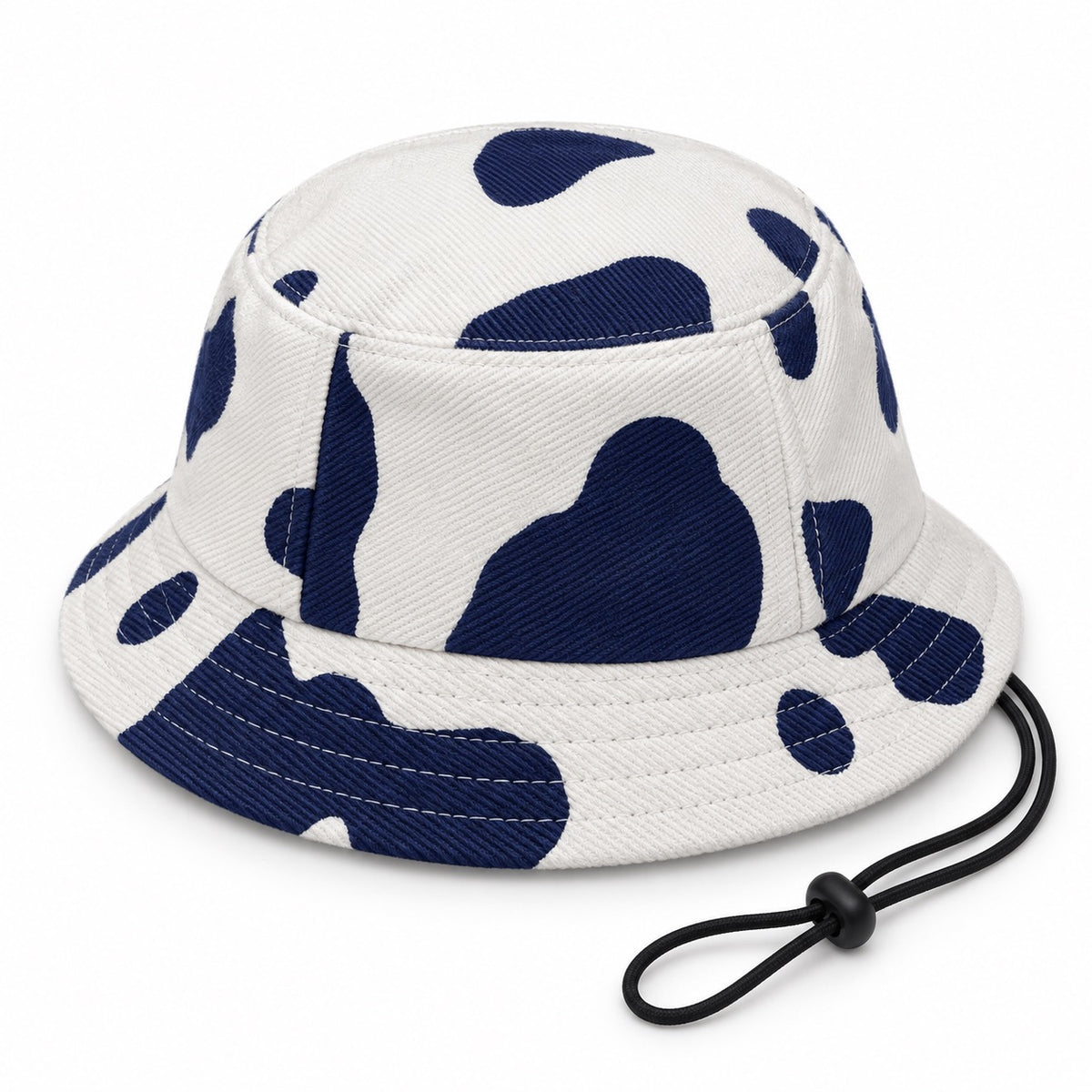 Denim Bucket Hat for Photos - Navy Cow Print