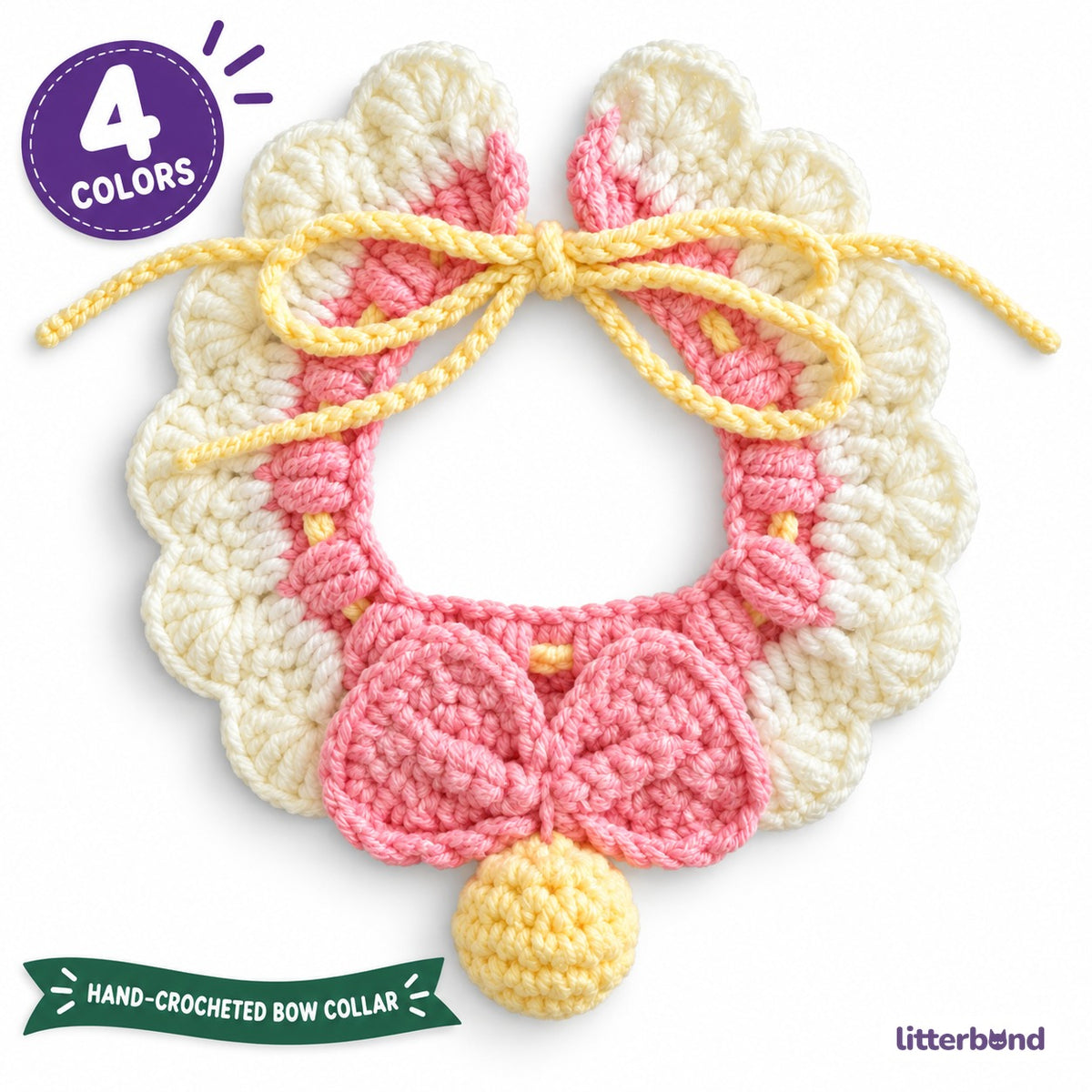 Scalloped Bow Crochet Necklace