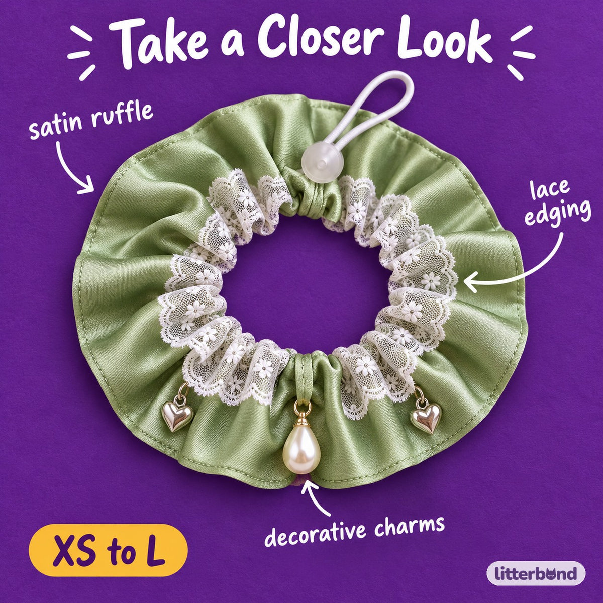 Satin Lace Photo Collar - close-up details