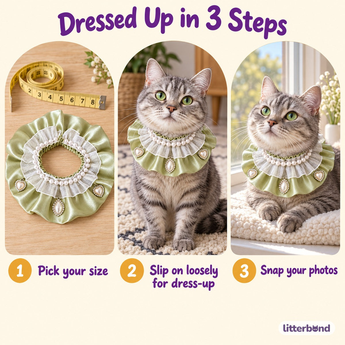 Satin Lace Photo Collar - how to put it on