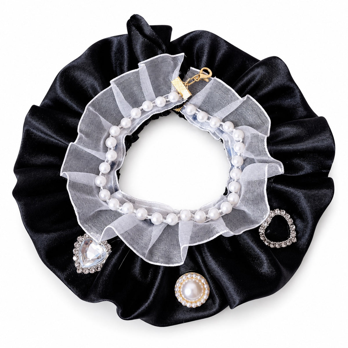 Satin Lace Photo Collar - Black
