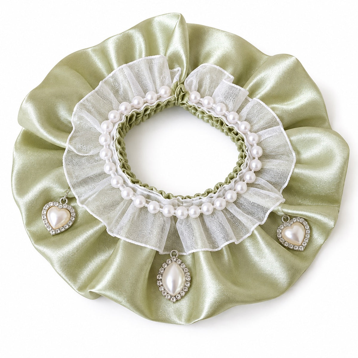 Satin Lace Photo Collar - Sage Green