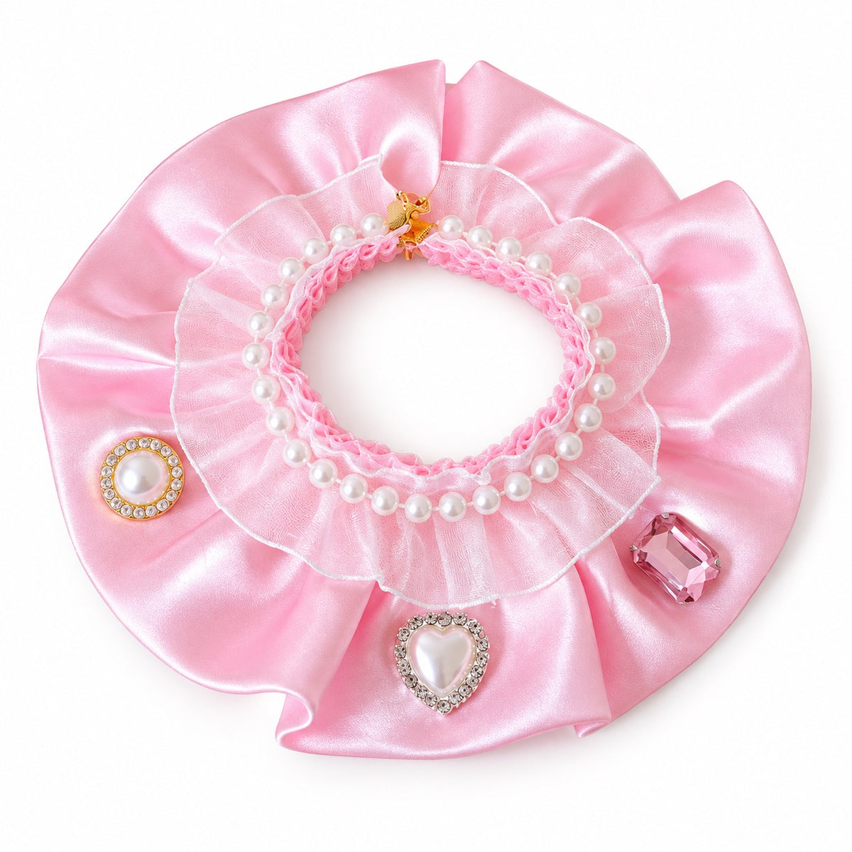 Satin Lace Photo Collar - Blush Pink