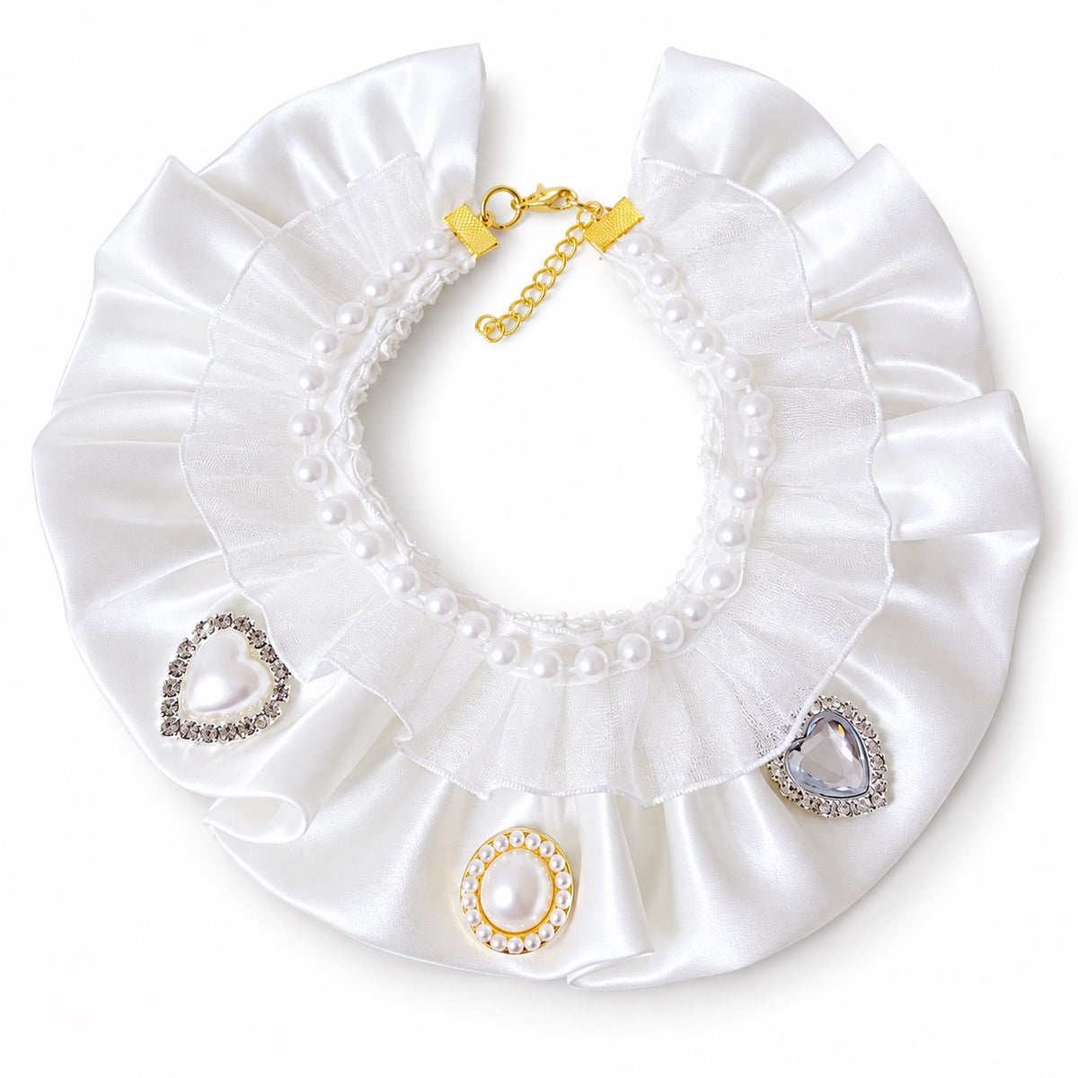Satin Lace Photo Collar - White