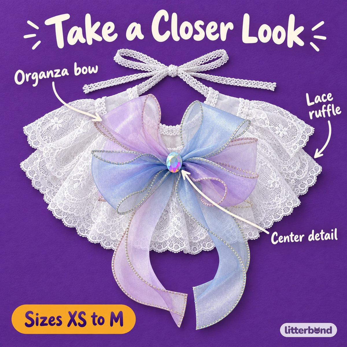 Dreamy Tulle Bow Collar - close-up details