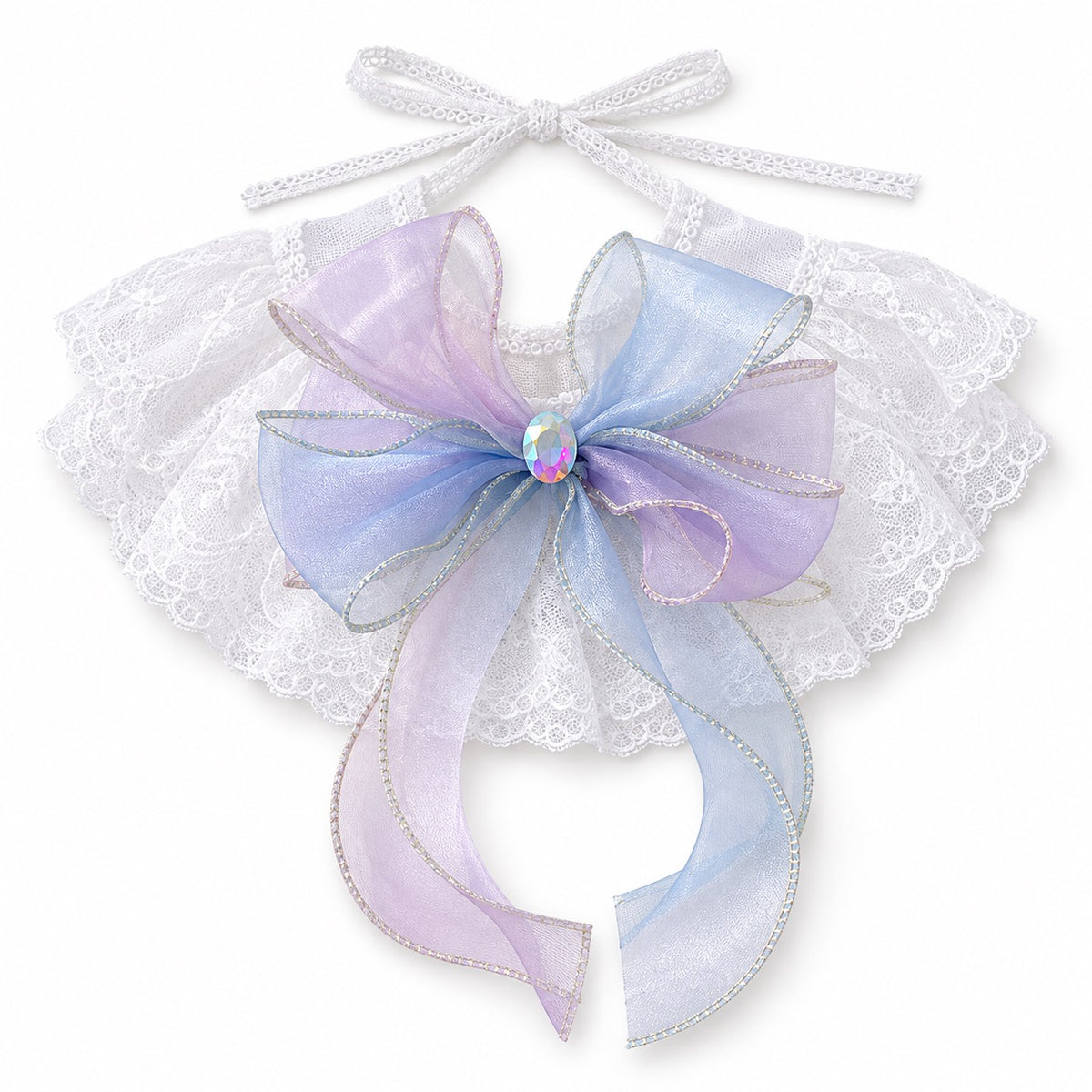 Dreamy Tulle Bow Collar - Blue-Purple Dream
