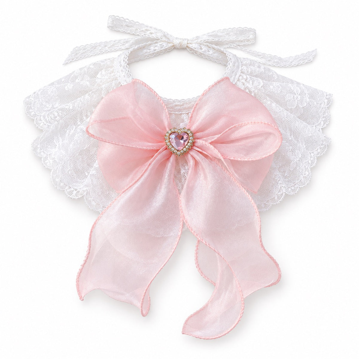 Dreamy Tulle Bow Collar - Fairy Pink
