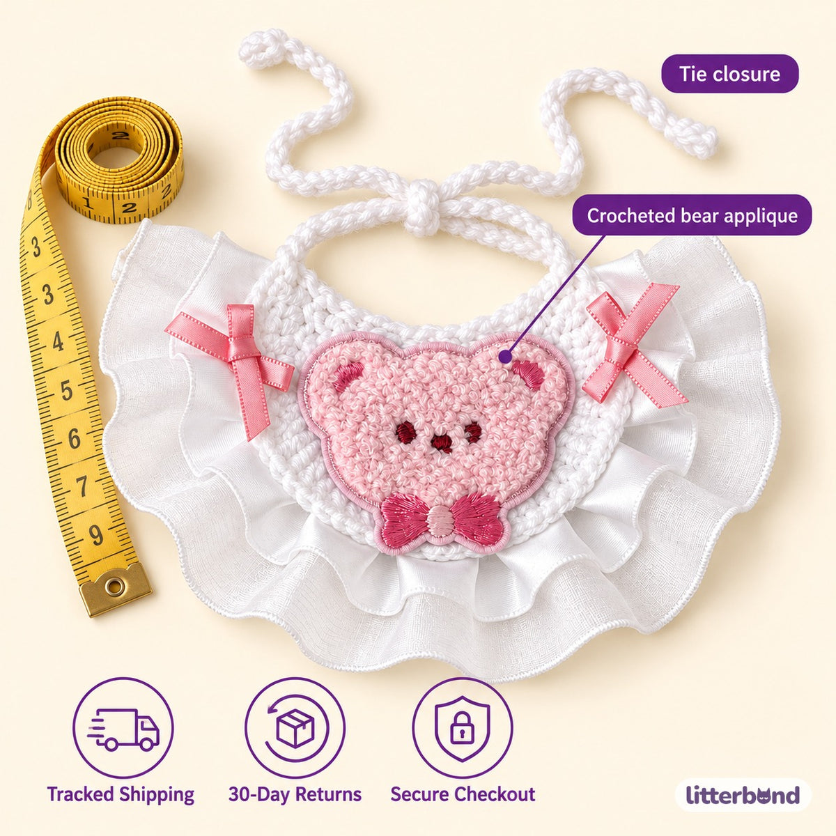 Crochet Bear Bib for Photos - size and details