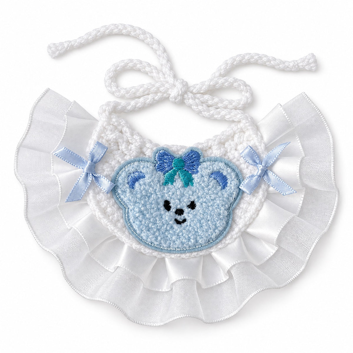 Crochet Bear Bib for Photos - Blue Bear