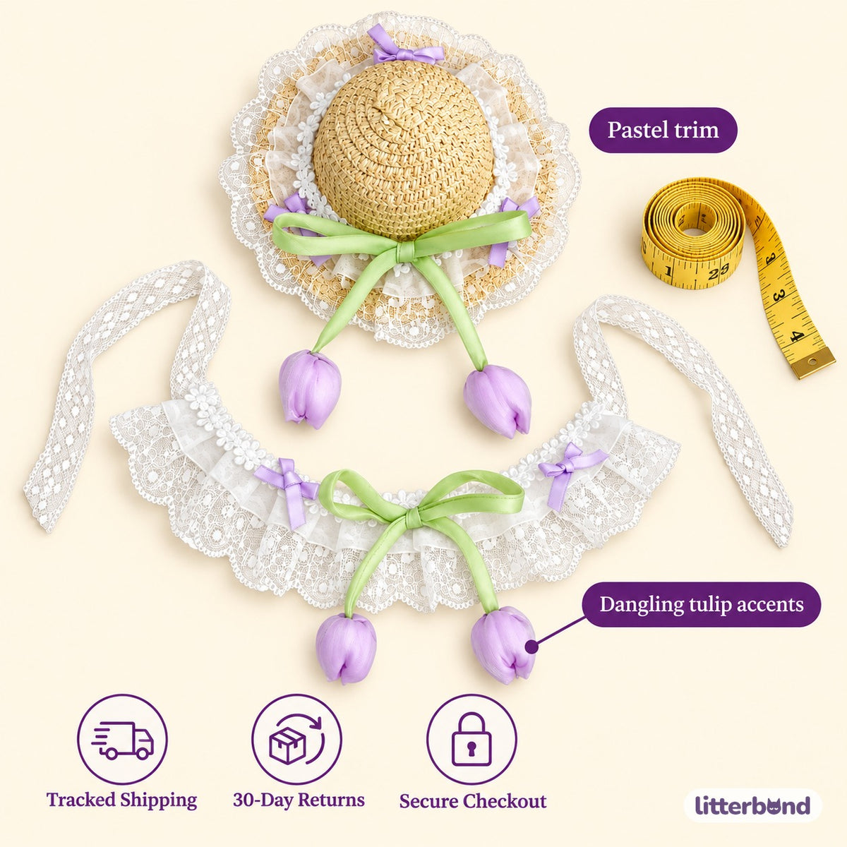 Tulip Photo Hat and Collar Set - size and details