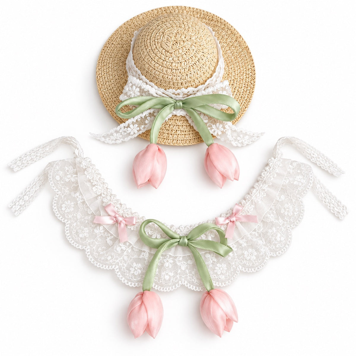 Tulip Photo Hat and Collar Set - Pink Tulip