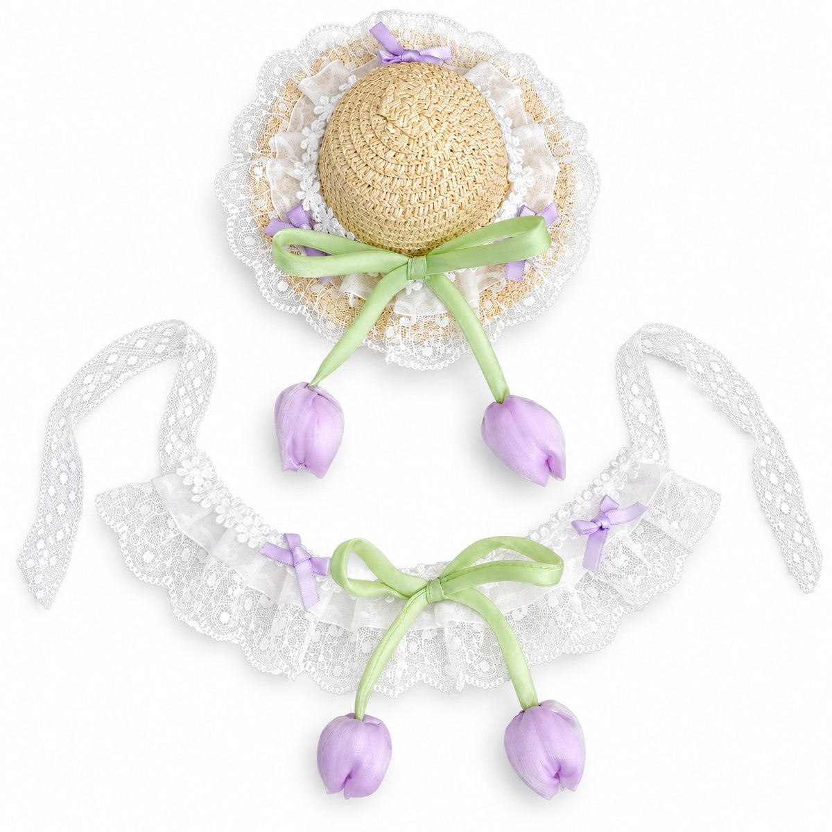Tulip Photo Hat and Collar Set - Purple Tulip