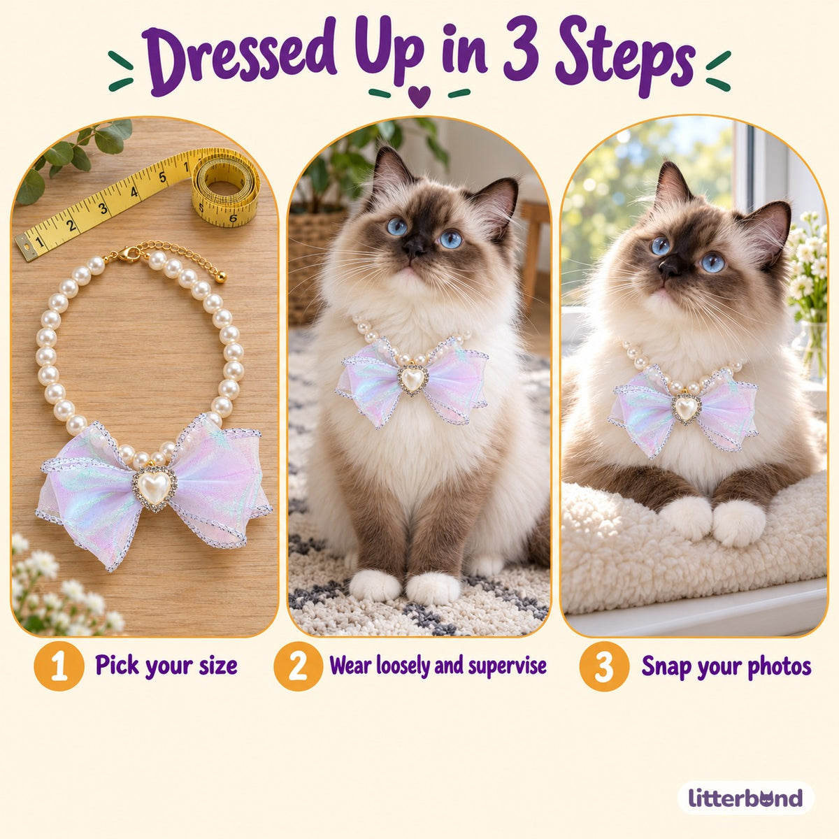 Iridescent Heart Bow Necklace - how to put it on