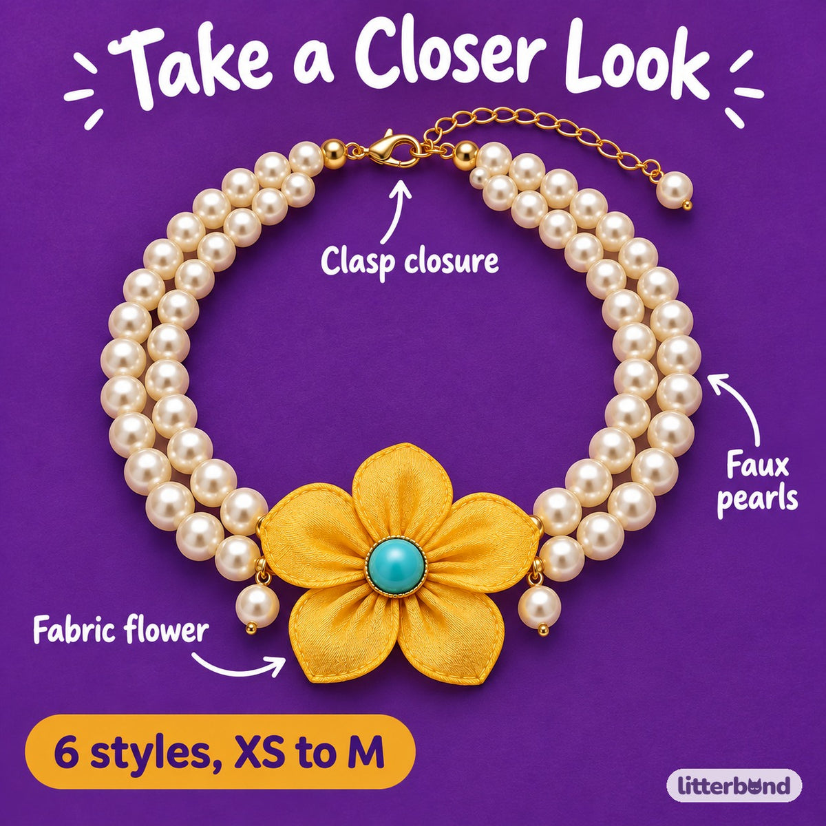 Pastel Flower Pearl Necklace - close-up details