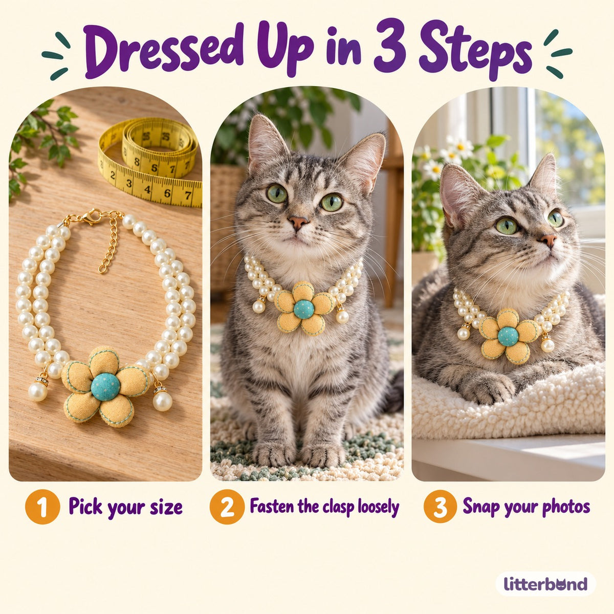 Pastel Flower Pearl Necklace - how to put it on