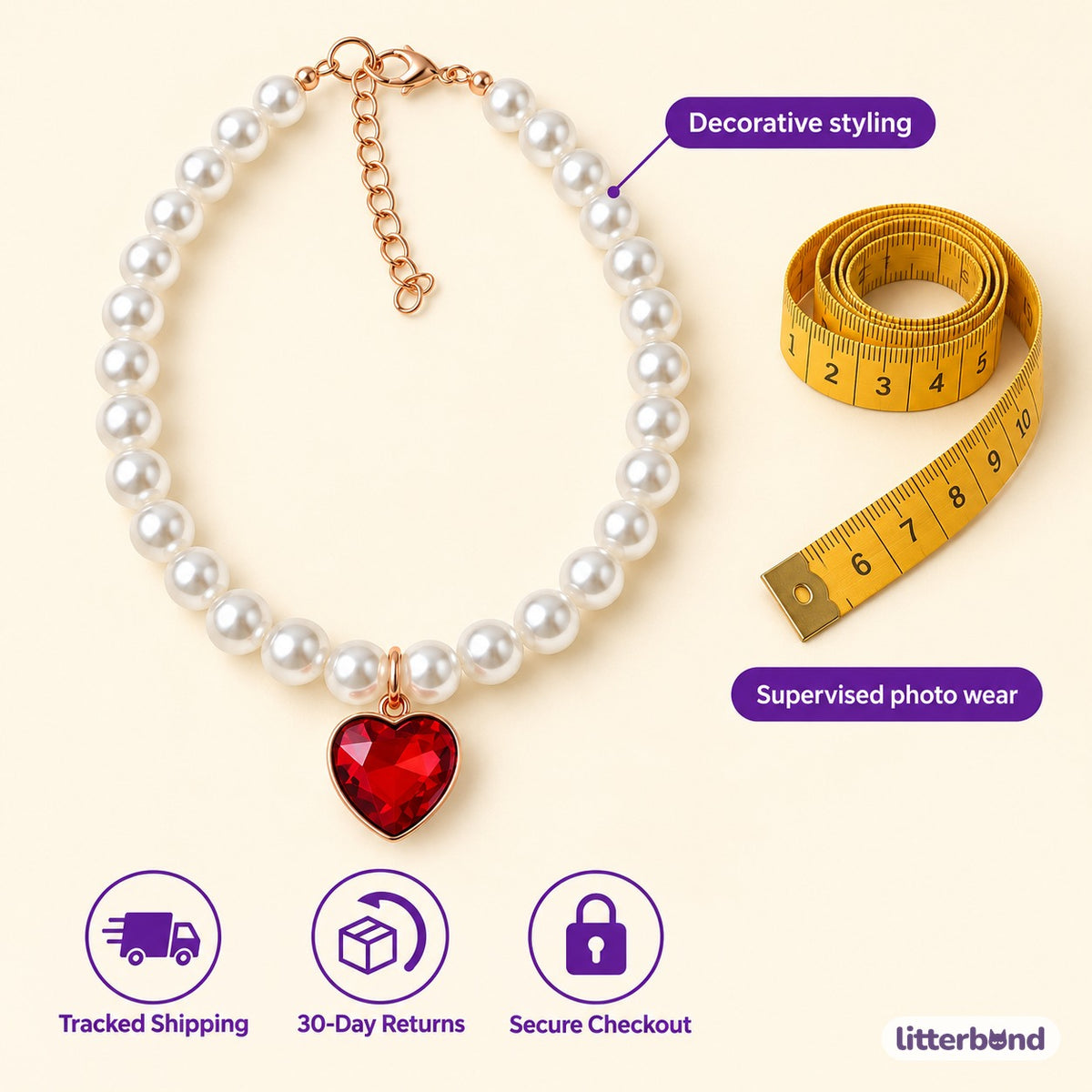 Pearl Heart Pendant Necklace - size and details