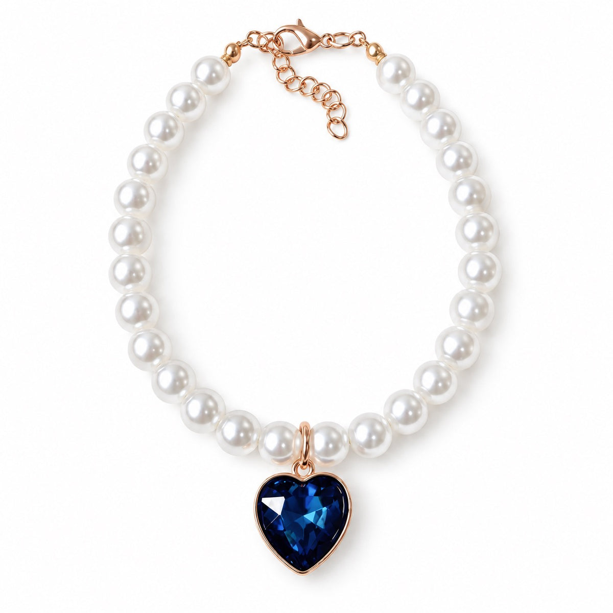 Pearl Heart Pendant Necklace - Deep Blue