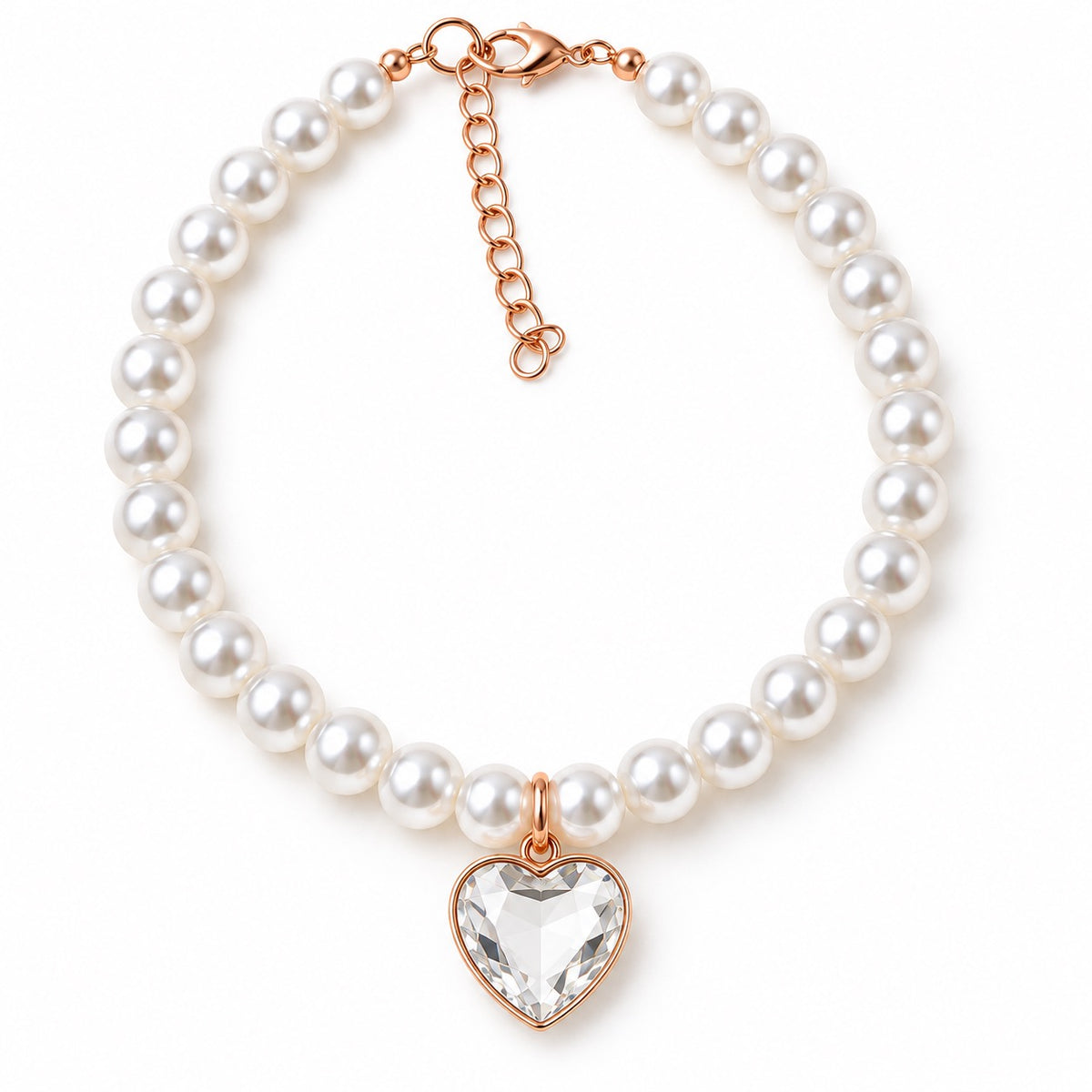 Pearl Heart Pendant Necklace - Clear