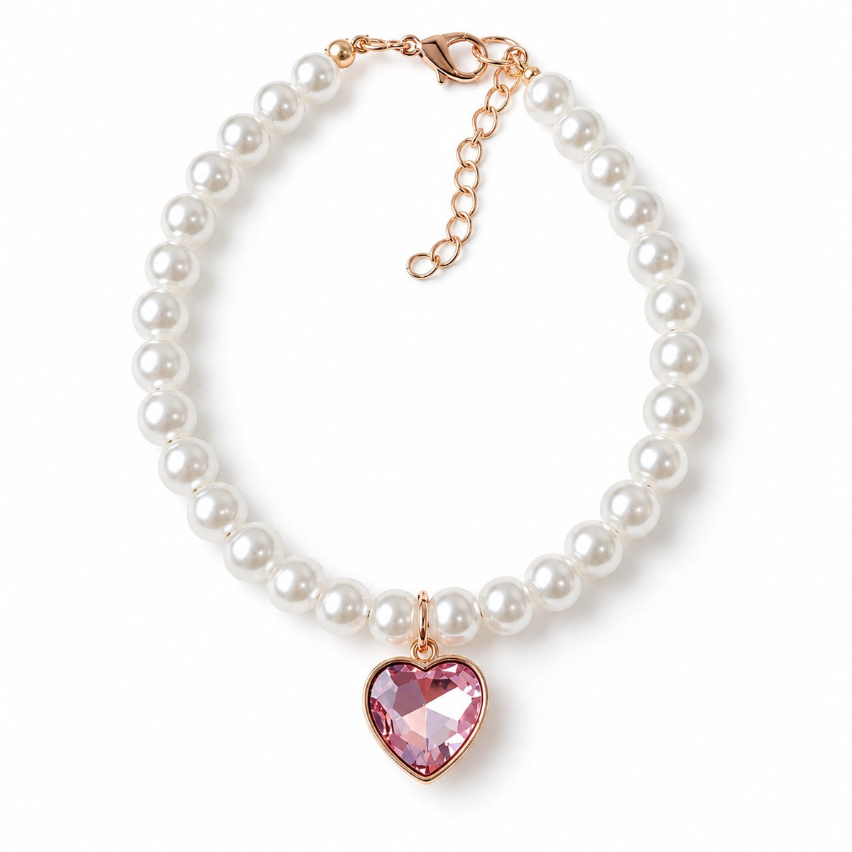 Pearl Heart Pendant Necklace - Soft Pink