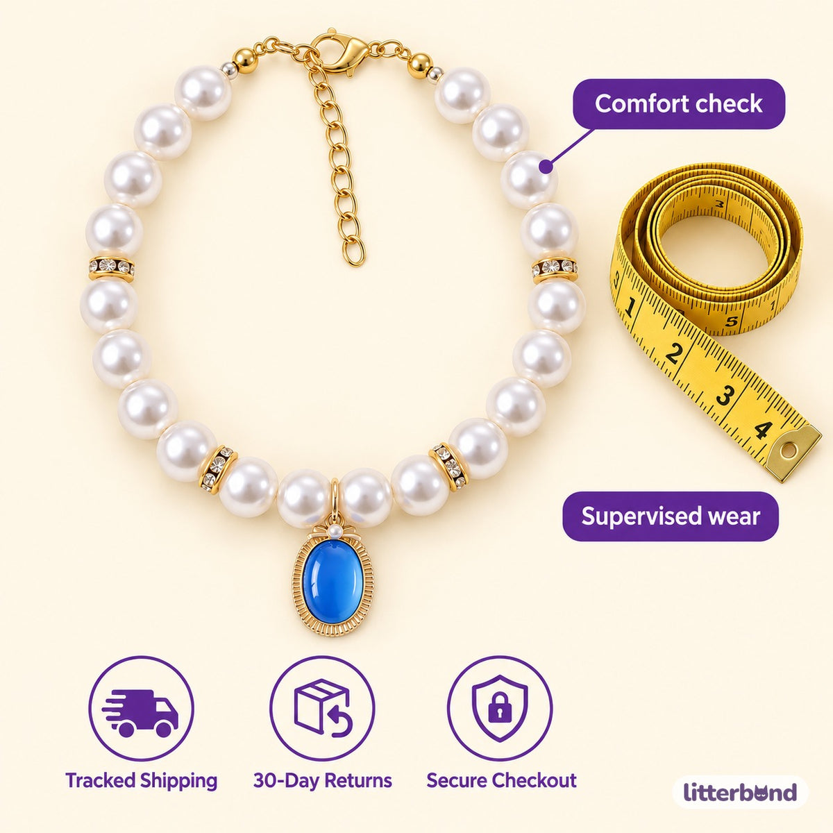 Colorful Pearl Charm Necklace - size and details