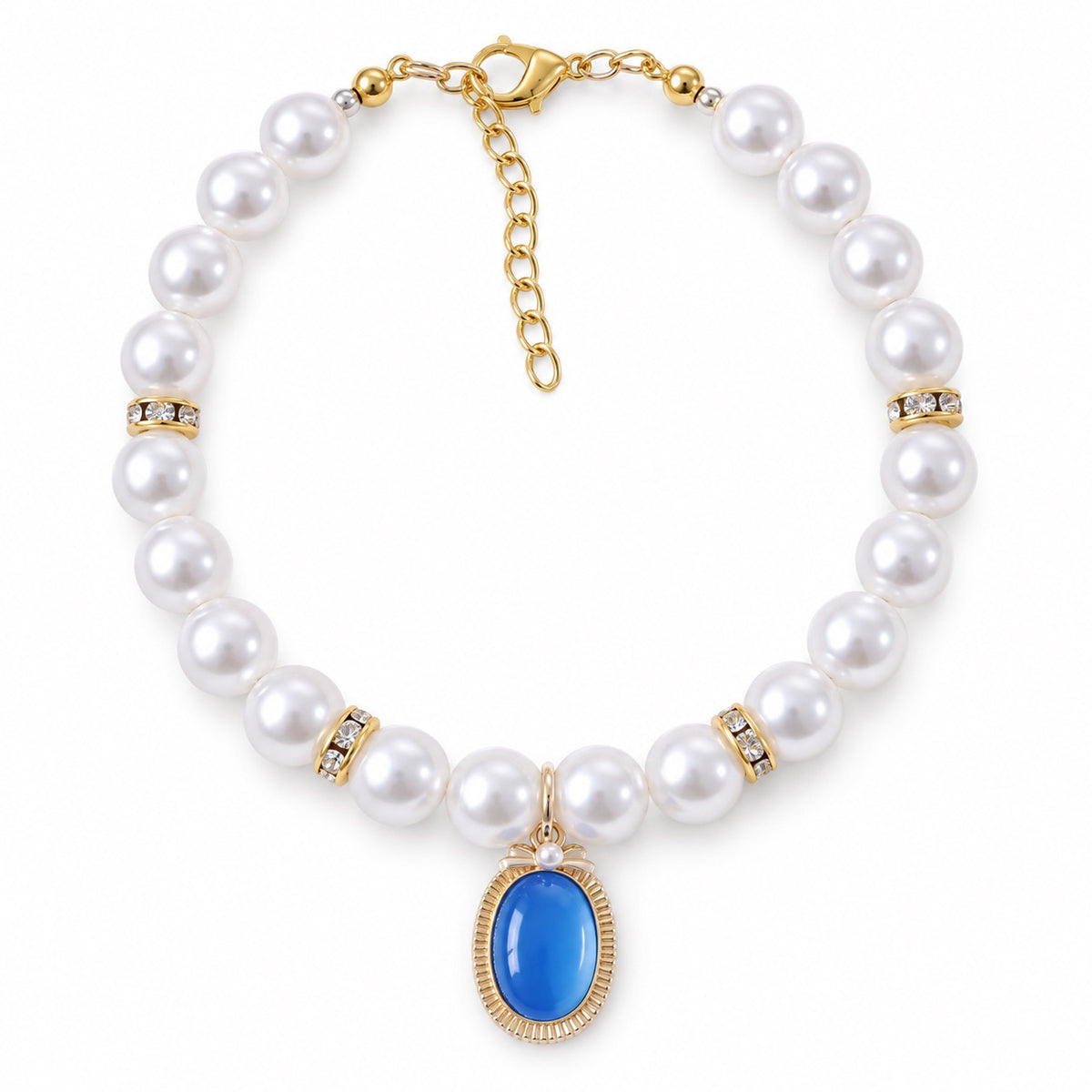 Colorful Pearl Charm Necklace - Sky Blue