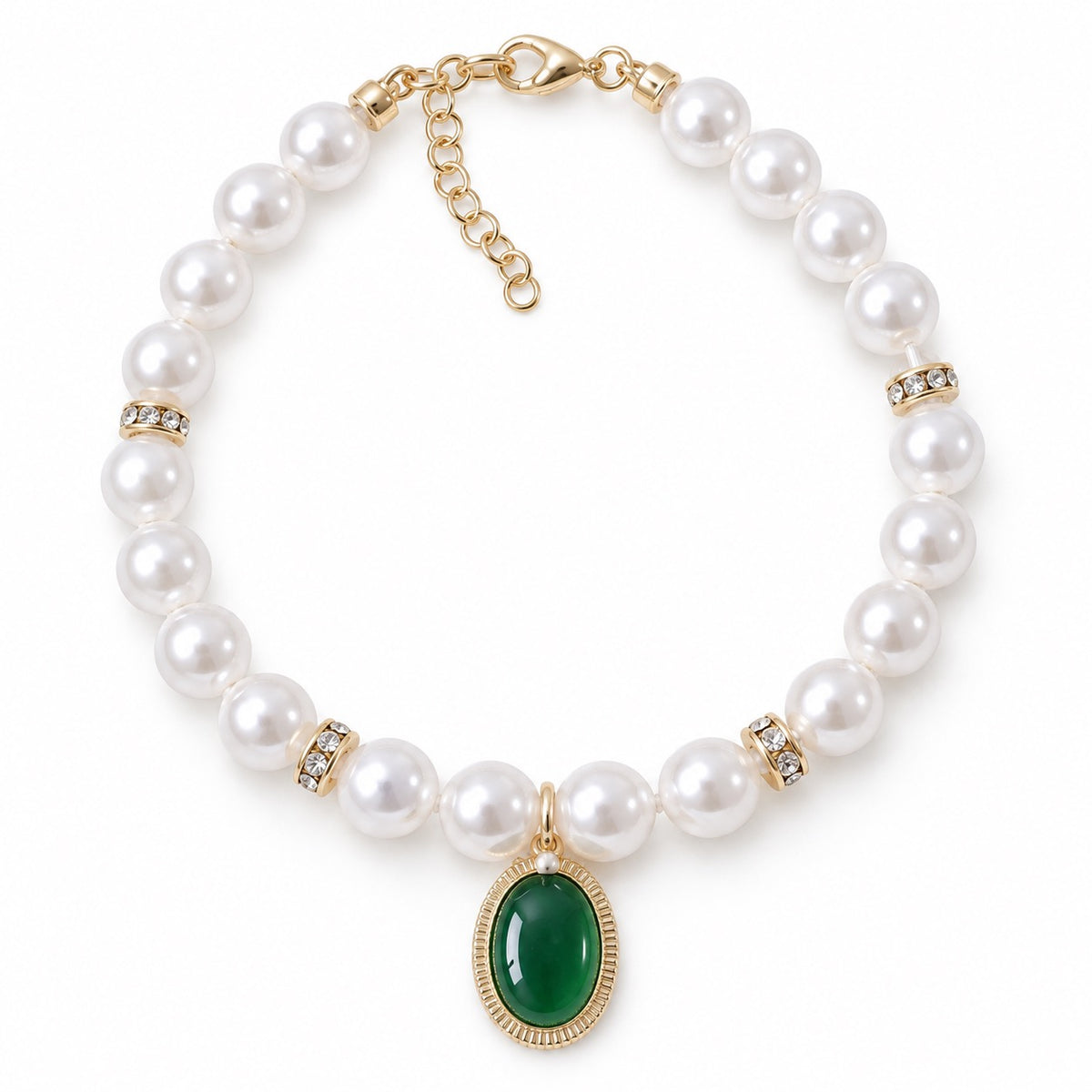 Colorful Pearl Charm Necklace - Green
