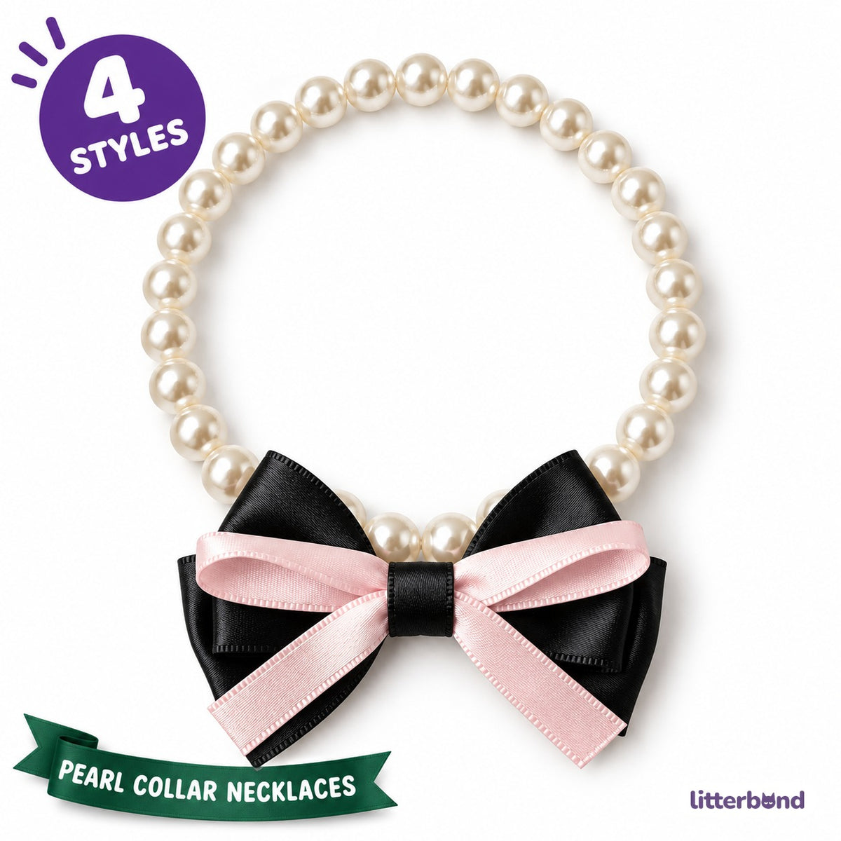 Pearl Bow Pendant Collar Necklace