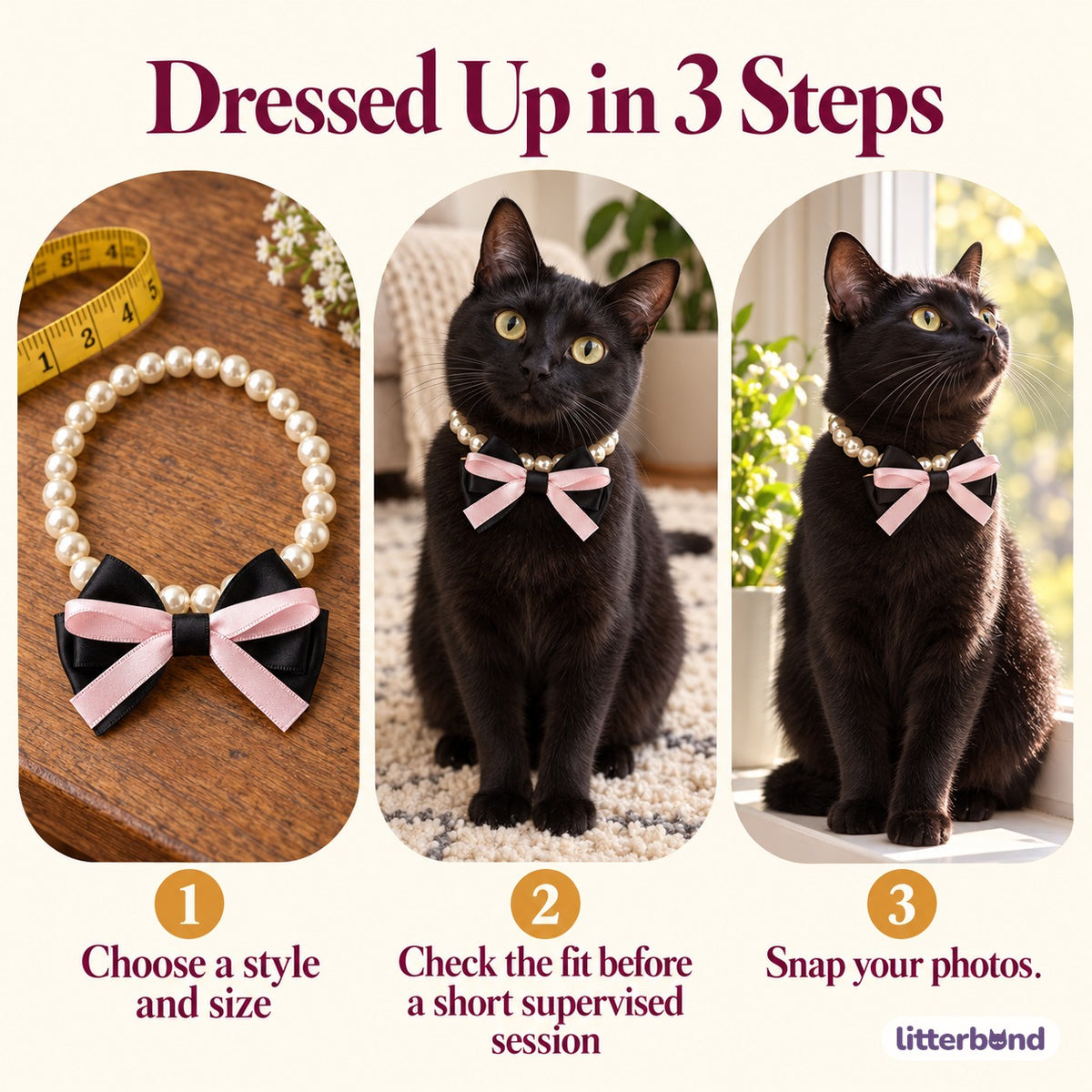 Pearl Bow Pendant Collar Necklace - how to put it on