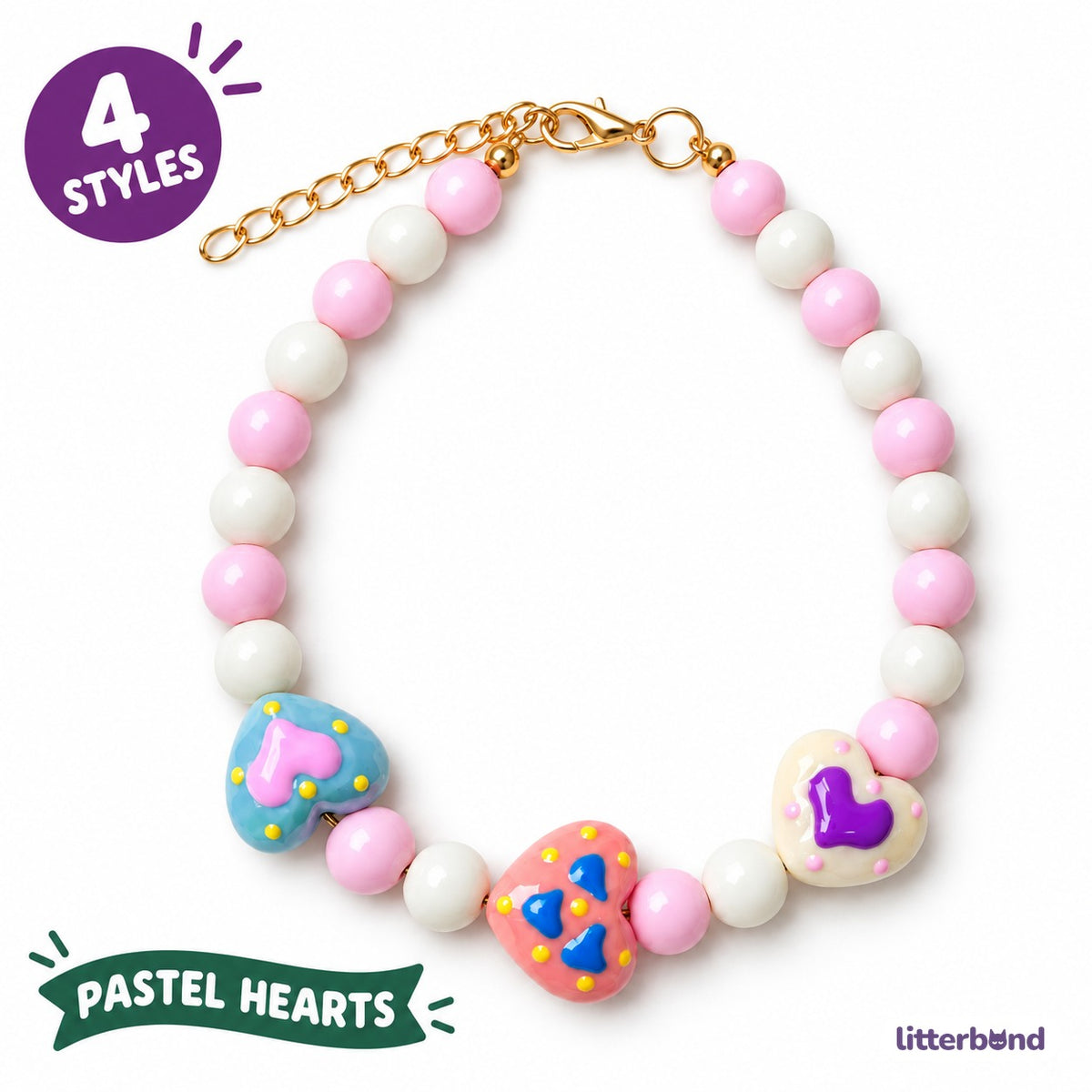 Pastel Heart Pearl Necklace