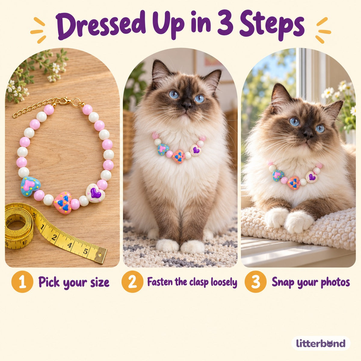 Pastel Heart Pearl Necklace - how to put it on