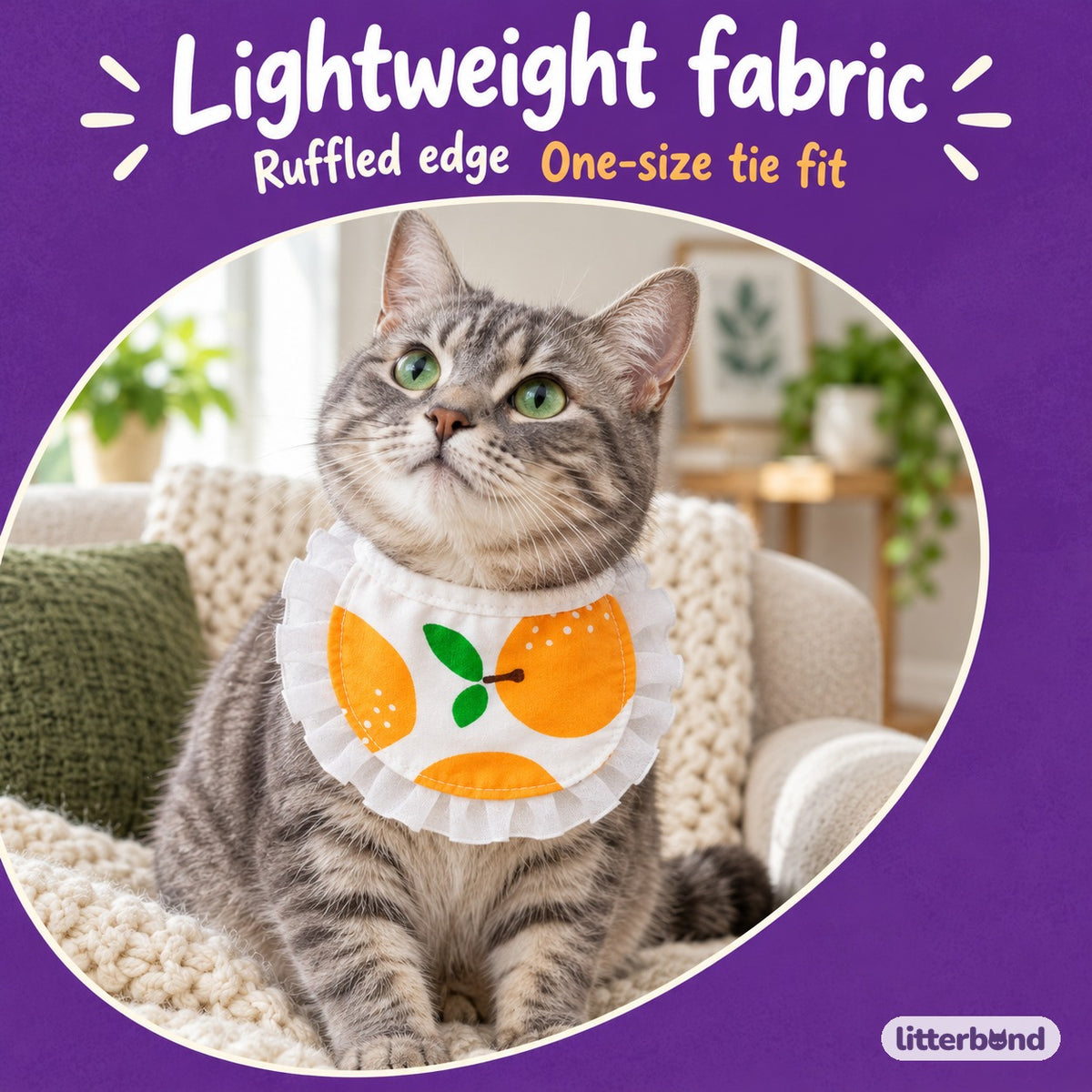 Floral Ruffle Pet Bib on a cat