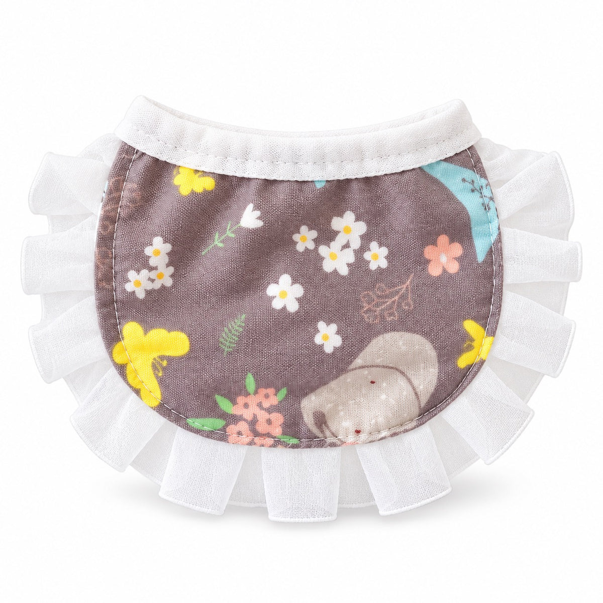 Floral Ruffle Pet Bib - Gray Floral