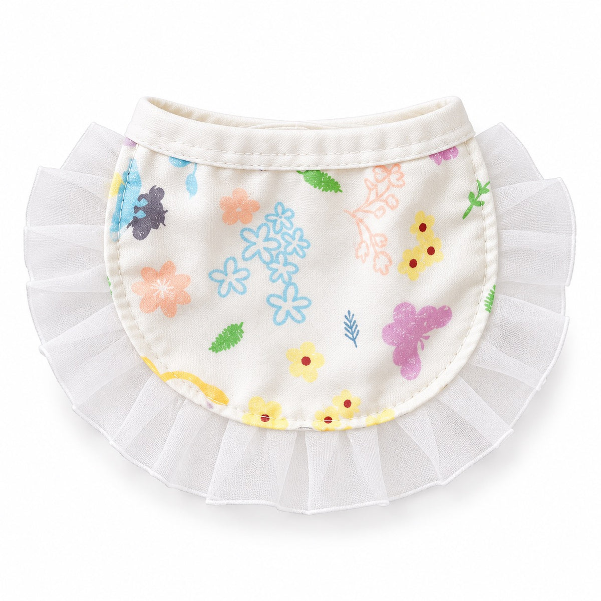 Floral Ruffle Pet Bib - Ivory Floral