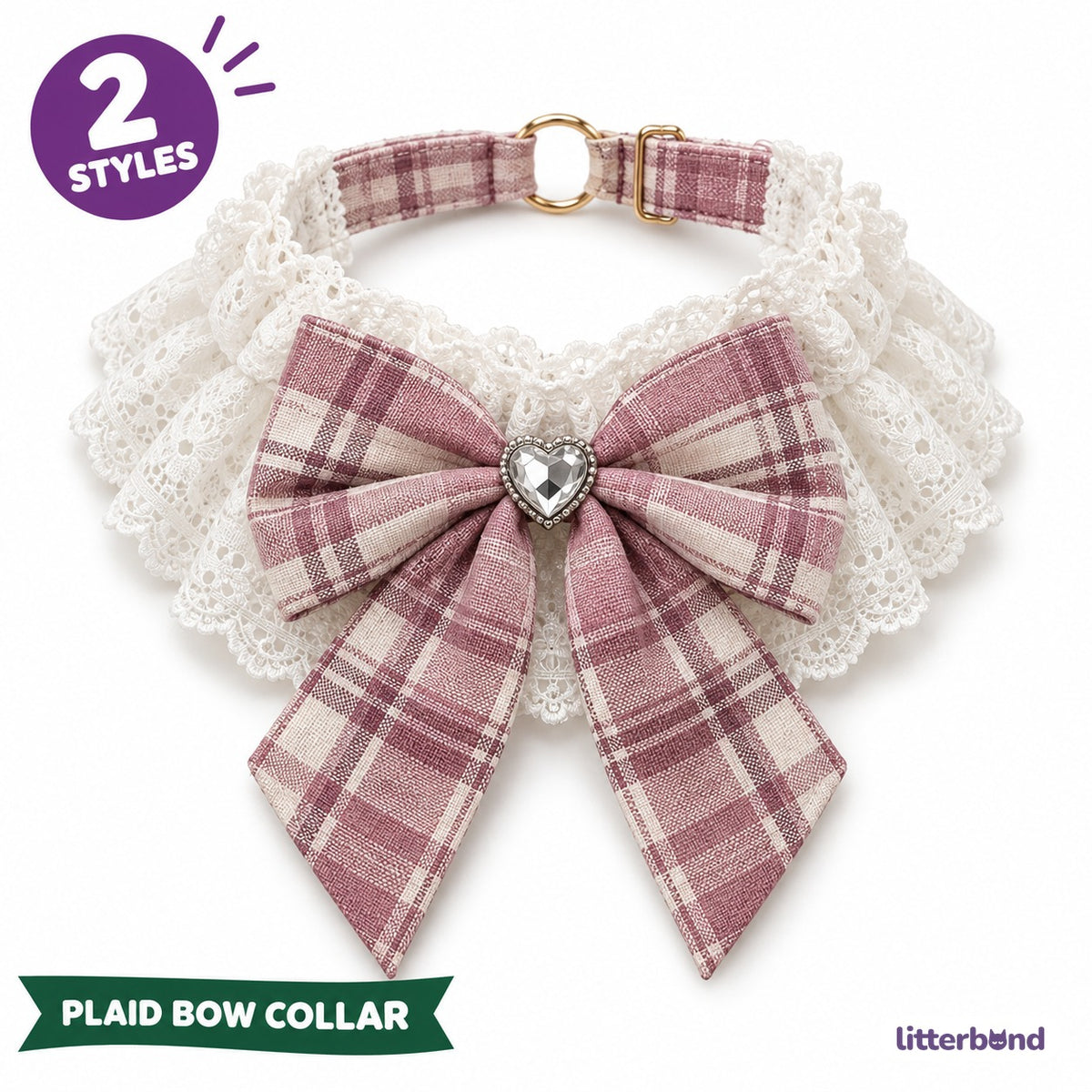 Plaid Heart Ruffle Collar