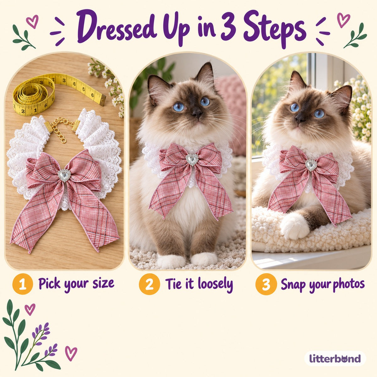 Plaid Heart Ruffle Collar - how to put it on