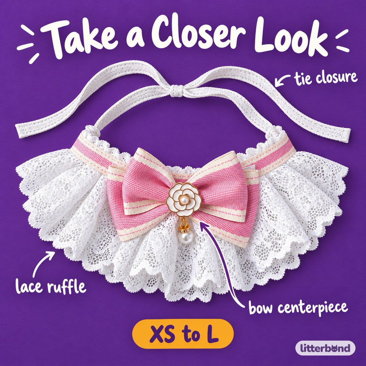 Lace Bow Bib for Photos - close-up details