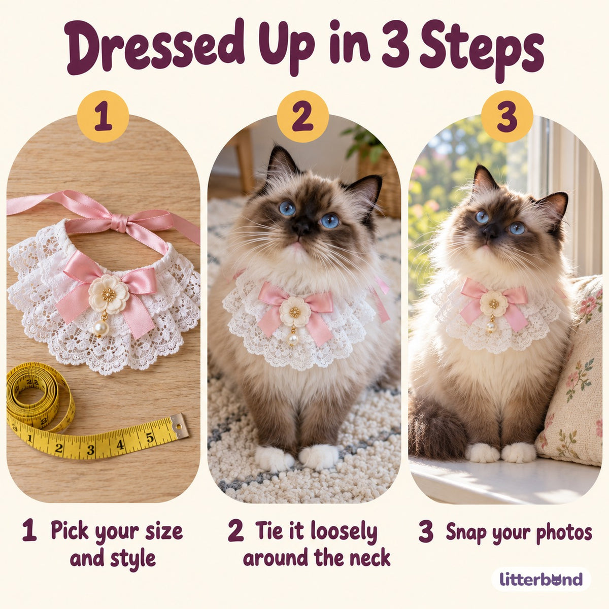 Lace Bow Bib for Photos - how to put it on