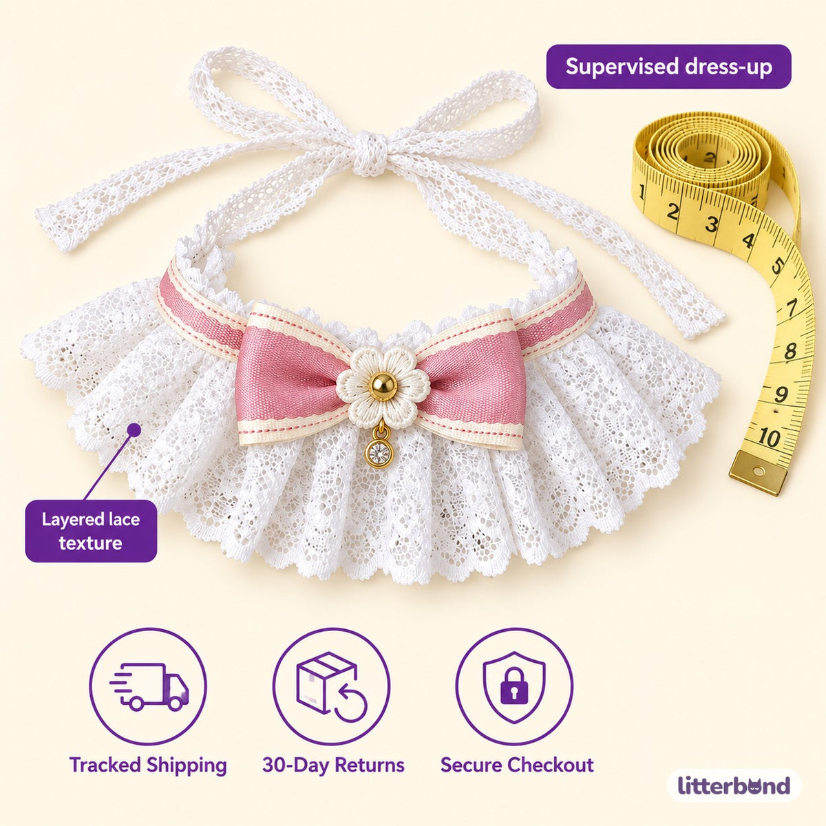Lace Bow Bib for Photos - size and details
