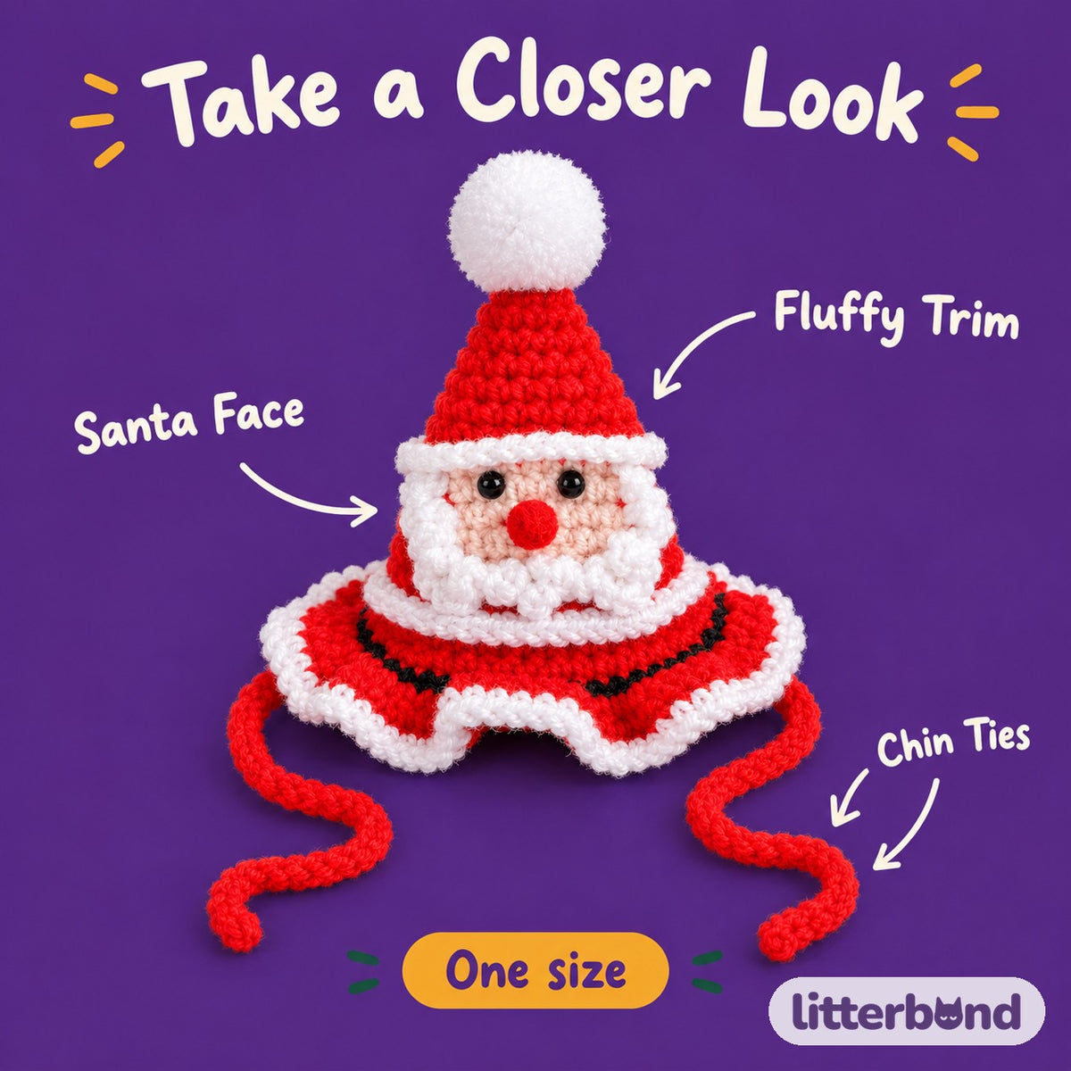 Crochet Christmas Hat closer look