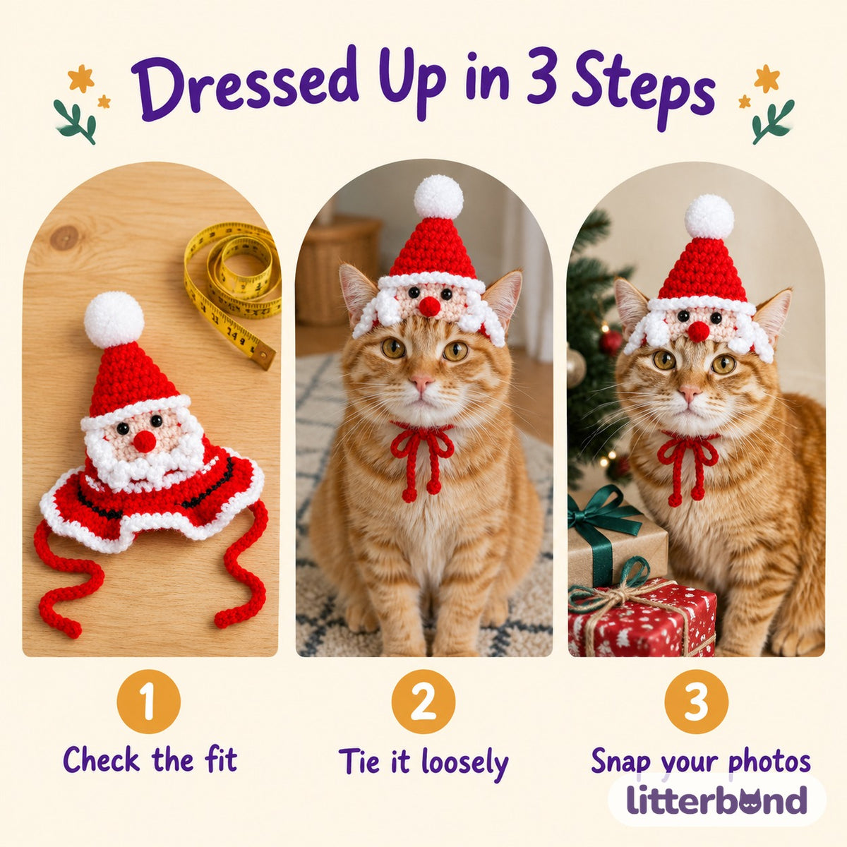 Crochet Christmas Hat how to put it on