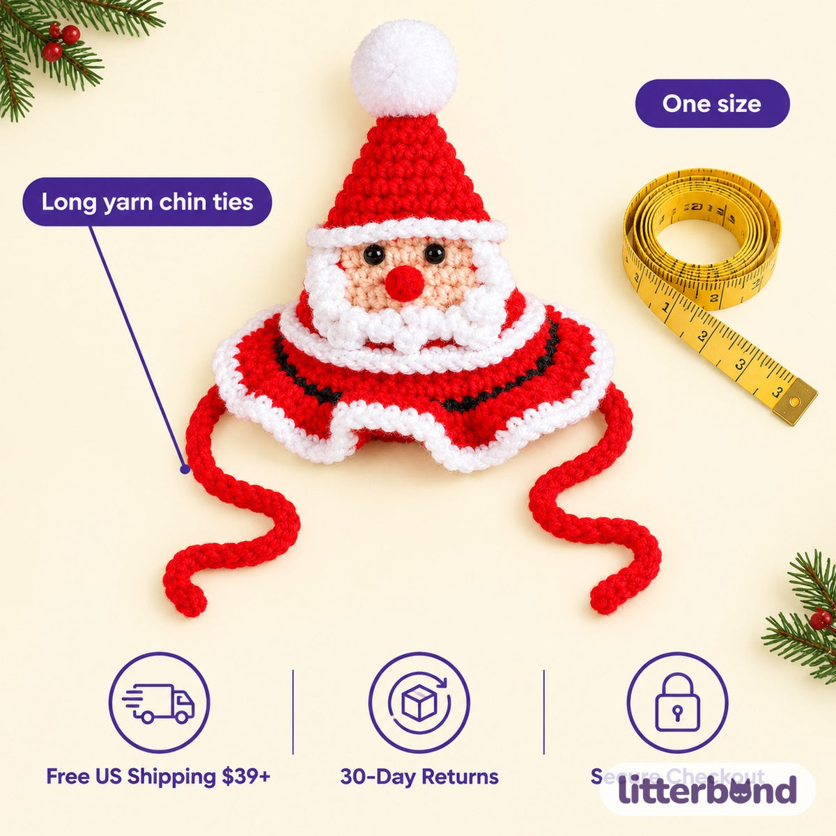 Crochet Christmas Hat size guide