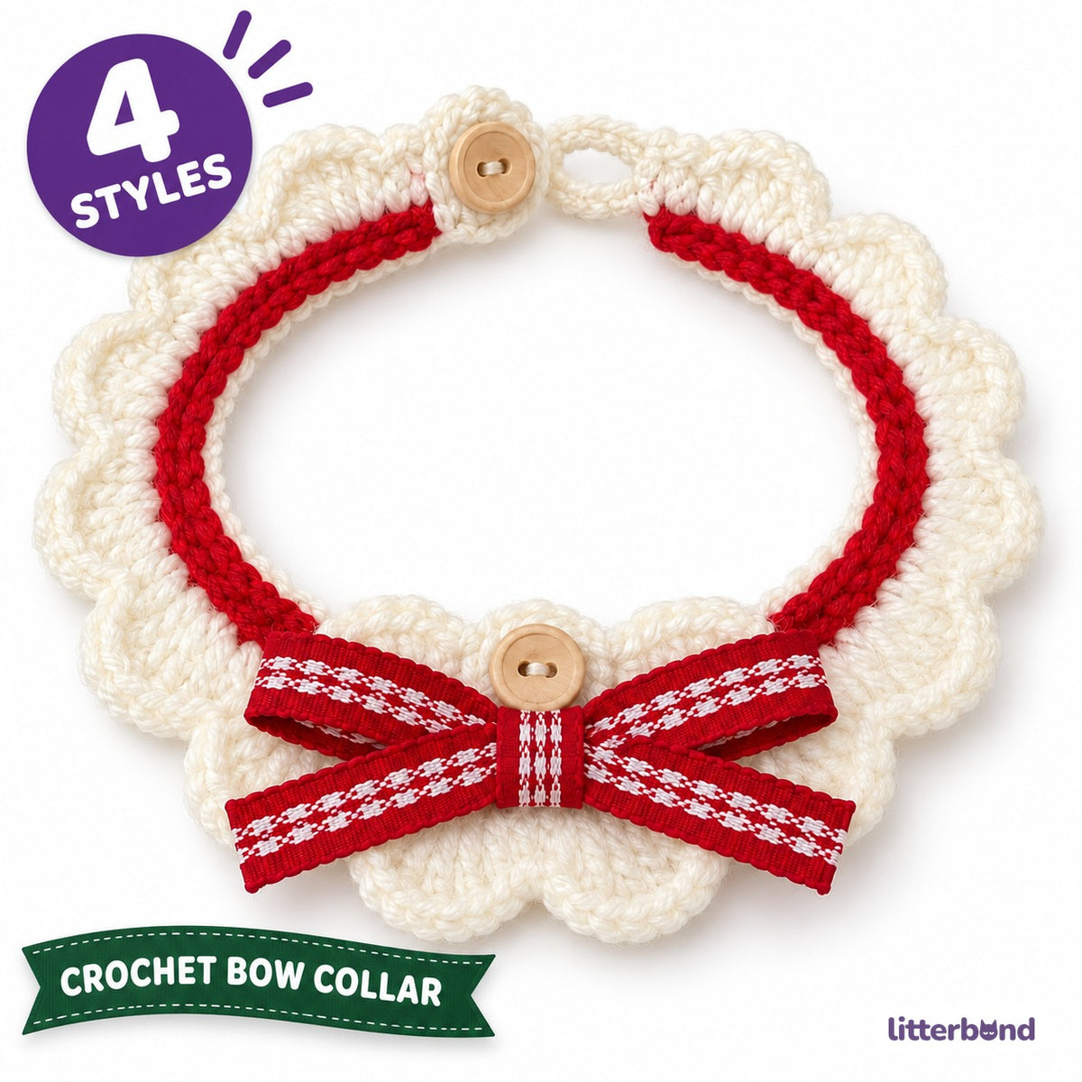 Crochet Bow Ruffle Collar for Cat Portraits